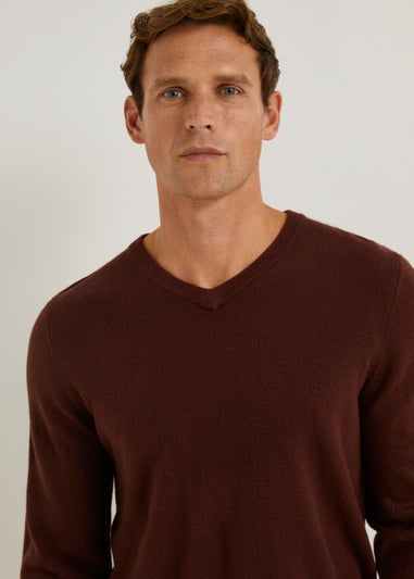 Burgundy Soft Touch V-Neck Jumper