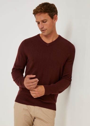 Burgundy Soft Touch V-Neck Jumper