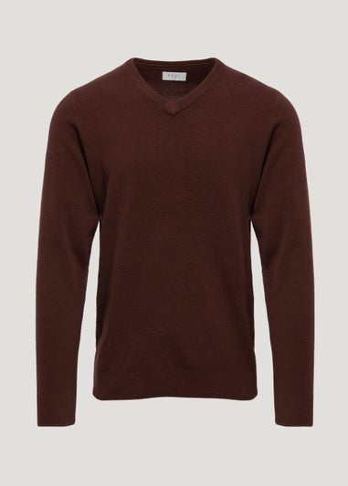 Burgundy Soft Touch V-Neck Jumper