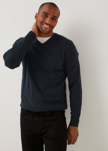 Navy Soft Touch V-Neck Jumper