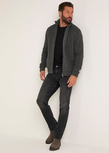 Lincoln Charcoal Borg Lined Zip Up Sweatshirt
