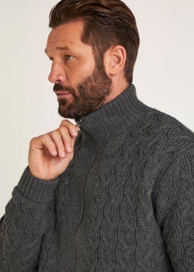 Lincoln Charcoal Borg Lined Zip Up Sweatshirt