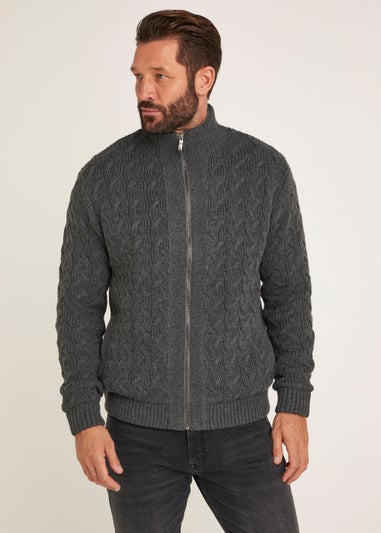 Lincoln Charcoal Borg Lined Zip Up Sweatshirt