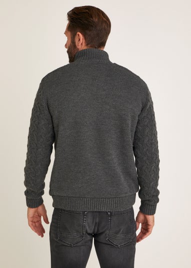 Lincoln Charcoal Borg Lined Zip Up Sweatshirt