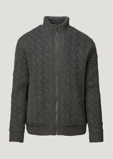 Lincoln Charcoal Borg Lined Zip Up Sweatshirt
