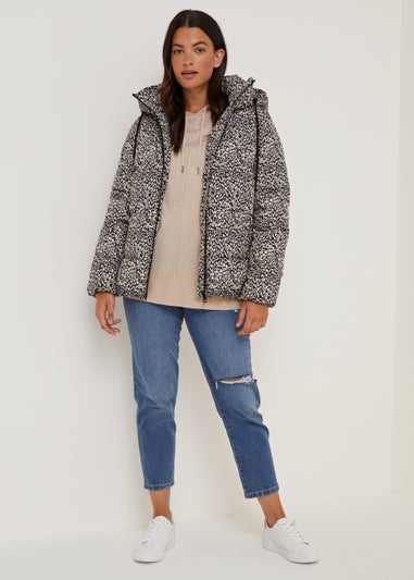 Animal Print Padded Puffer Coat