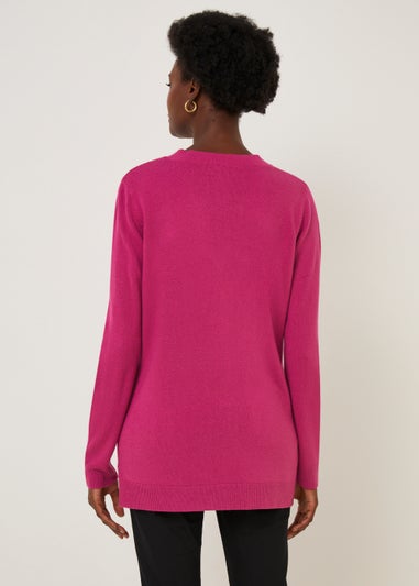 Bright Pink Super Soft V-Neck Jumper