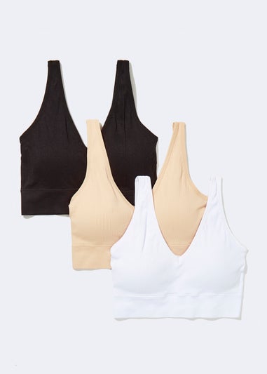 3 Pack Seam Free Ribbed Bralettes