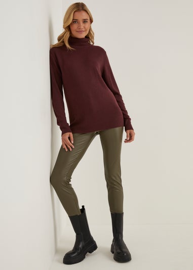 Brown Super Soft Roll Neck Jumper