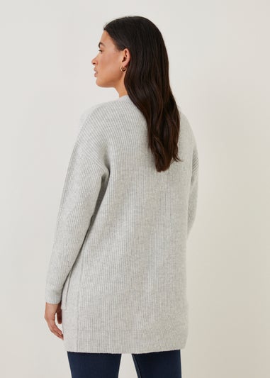 Grey Ribbed Boyfriend Cardigan