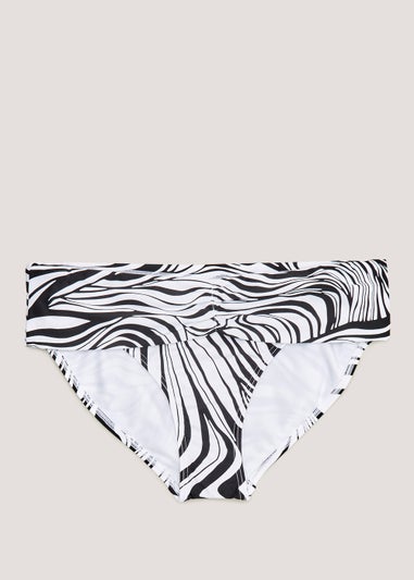 Monochrome Wave Fold Over Bikini Bottoms