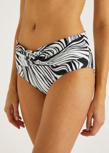 Monochrome Wave Fold Over Bikini Bottoms