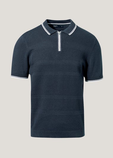 Navy Knitted Polo Shirt