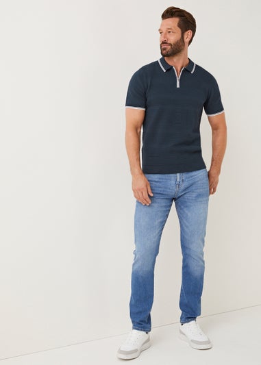 Navy Knitted Polo Shirt