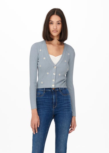 JDY Blue Embroidered Cardigan