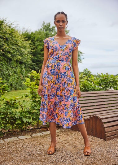 JDY Starr Floral Frill Midi Dress