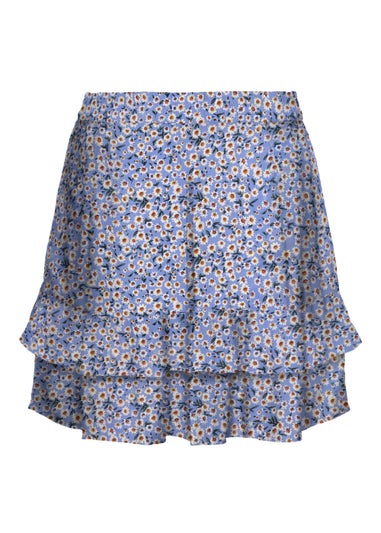 JDY Starr Daisy Print Frill Mini Skirt
