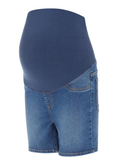 Mamalicious Maternity Blue Over Bump Denim Shorts