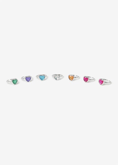 Girls 7 Pack Bright Stick On Earrings With Ring