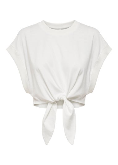JDY Gina White Knot Crop Top