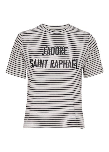 JDY Pablo Stripe Slogan T-Shirt
