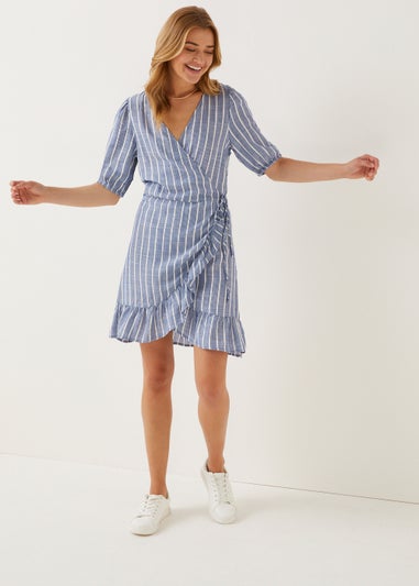 JDY Janine Blue Stripe Wrap Dress