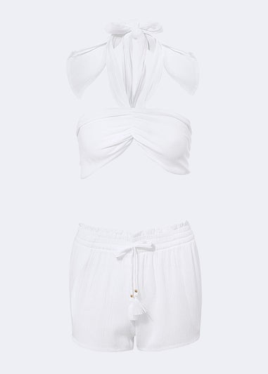 White Tie Front Beach Co-Ord Set