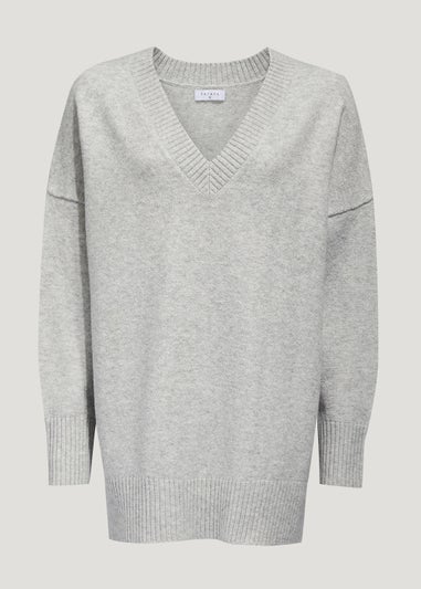 Grey V-Neck Jumper