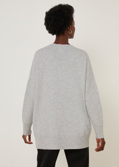 Grey V-Neck Jumper