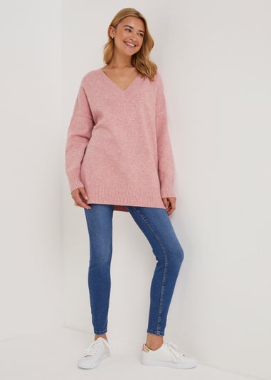 Pink V-Neck Jumper