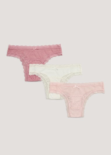 3 Pack Mesh Brazilian Knickers
