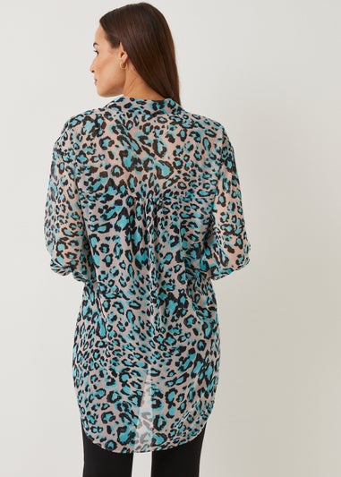 Et Vous Animal Print Longline Blouse