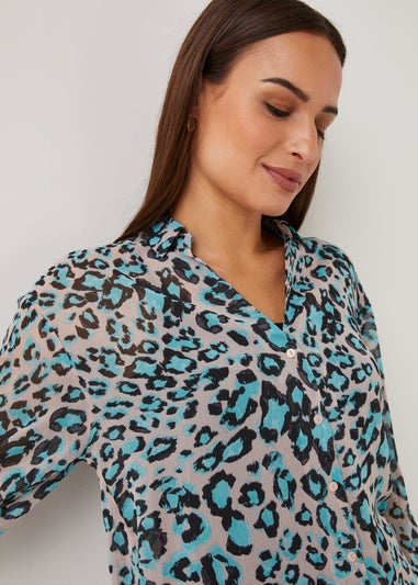 Et Vous Animal Print Longline Blouse