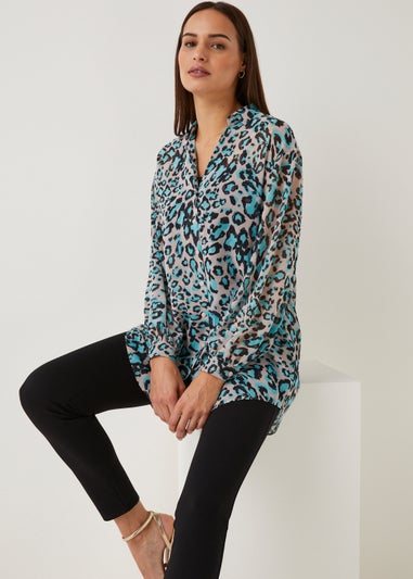 Et Vous Animal Print Longline Blouse