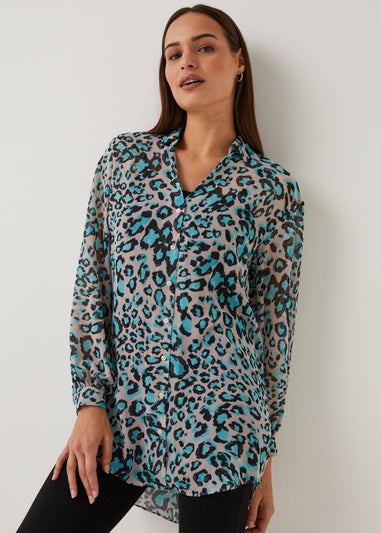 Et Vous Animal Print Longline Blouse