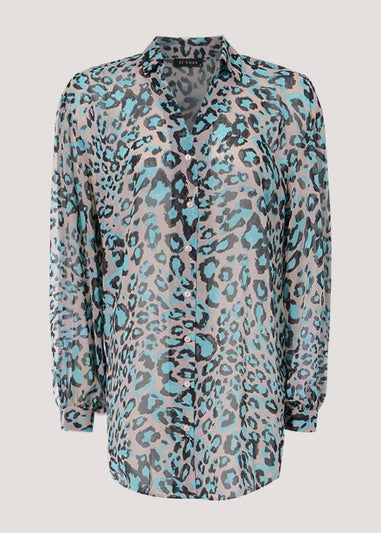 Et Vous Animal Print Longline Blouse