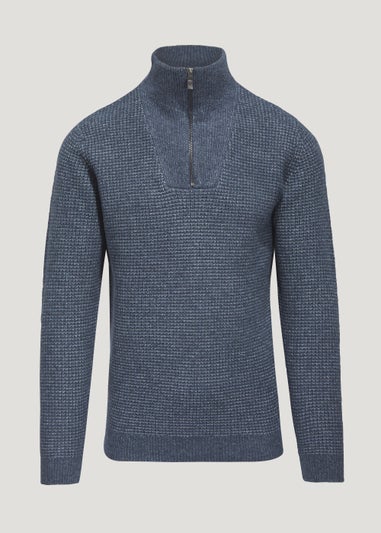Lincoln Blue 1/4 Zip Knitted Sweatshirt