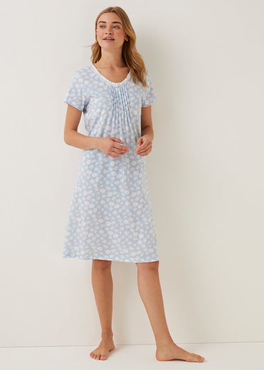 Blue Daisy Print Lace Nightie