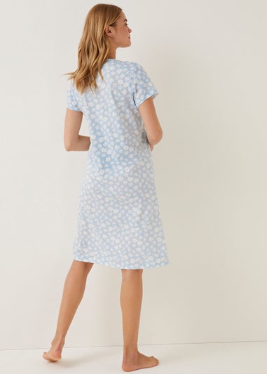 Blue Daisy Print Lace Nightie