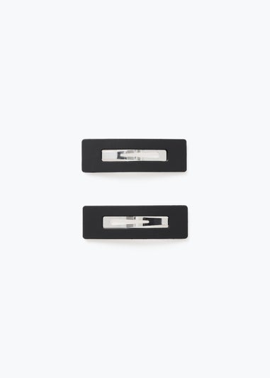 Matte Black Rectangle Snap Hair Clips