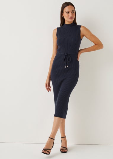 Et Vous Navy Knitted Midi Dress