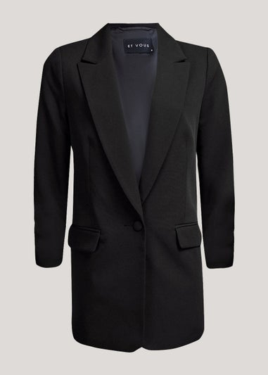 Et Vous Black Ruched Sleeve Blazer