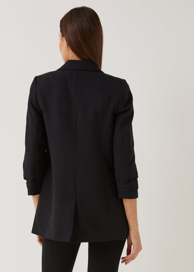 Et Vous Black Ruched Sleeve Blazer