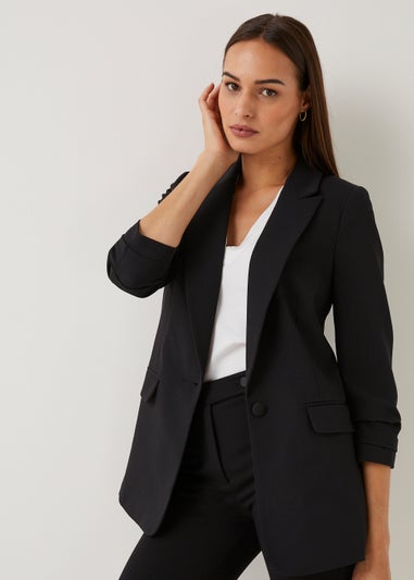 Et Vous Black Ruched Sleeve Blazer