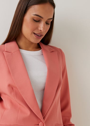 Et Vous Coral Ruched Sleeve Blazer