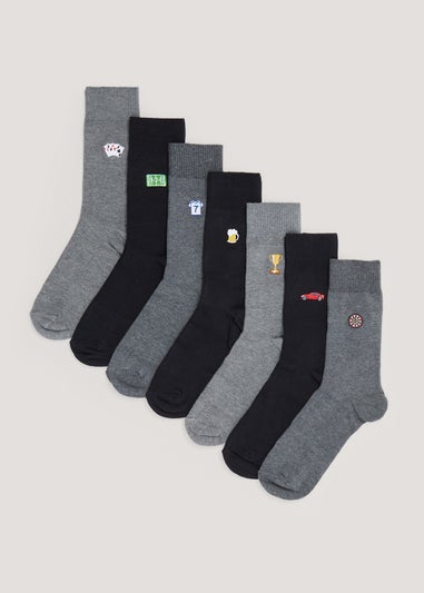 7 Pack Sports Embroidery Socks