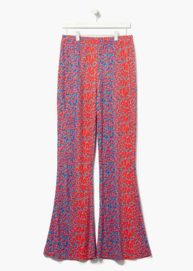 Be Beau Red Animal Print Plisse Co-Ord Trousers