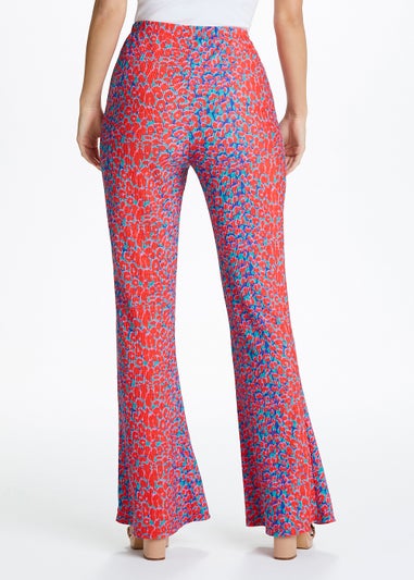 Be Beau Red Animal Print Plisse Co-Ord Trousers