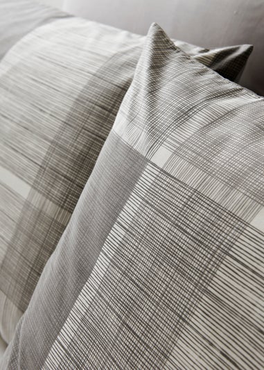 Grey Check Print Reversible Duvet Cover