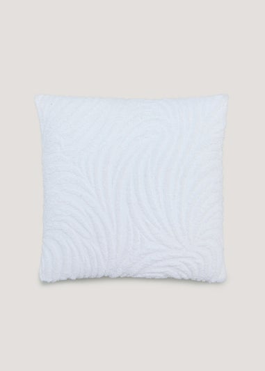 White Chenille Tufted Cushion (43cm x 43cm)